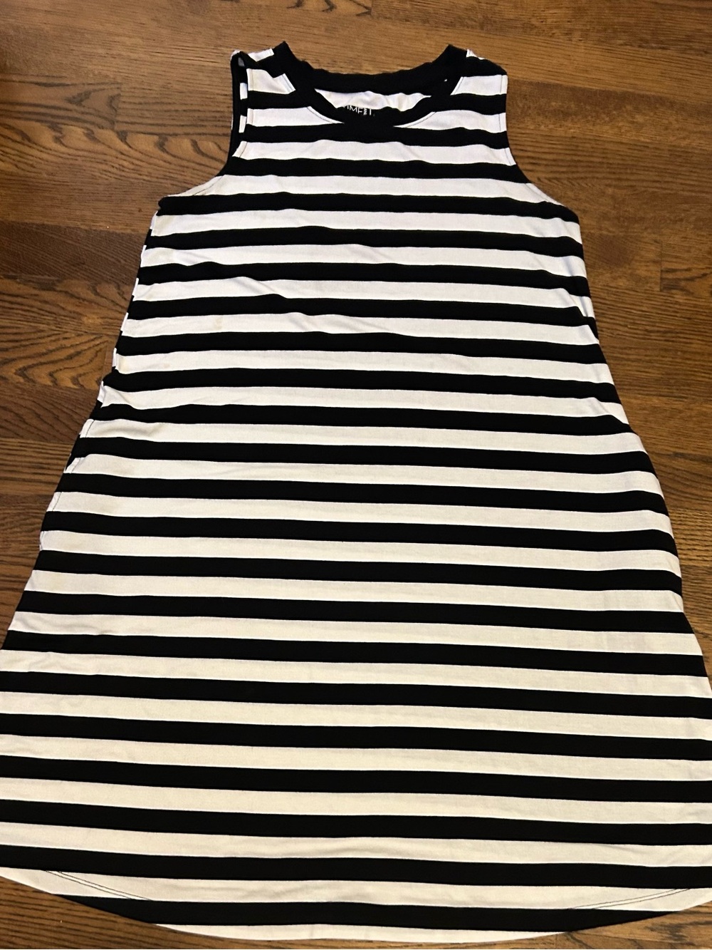 Striped Black & White Sleeveless Mini Dress - Picture 3 of 10